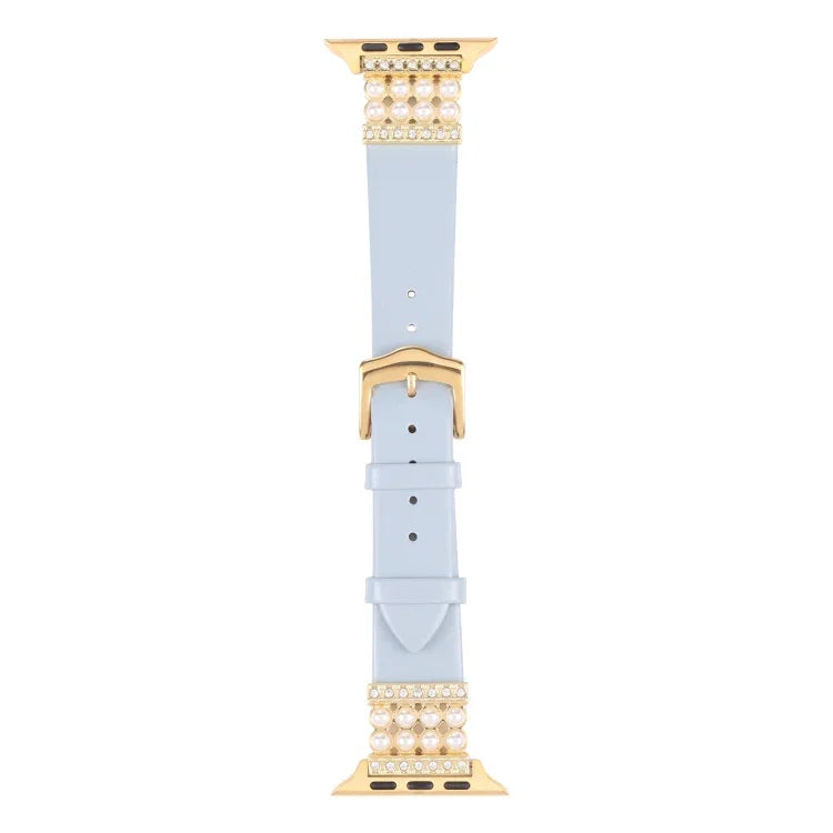 Dây đồng hồ da kim cương ngọc trai cho Apple Watch Series, 7 41mm / 6&SE&5&4 40mm / 3&2&1 38mm, 7 45mm / 6&SE&5&4 44mm / 3&2&1 42mm
