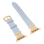 Dây đồng hồ da kim cương ngọc trai cho Apple Watch Series, 7 41mm / 6&SE&5&4 40mm / 3&2&1 38mm, 7 45mm / 6&SE&5&4 44mm / 3&2&1 42mm