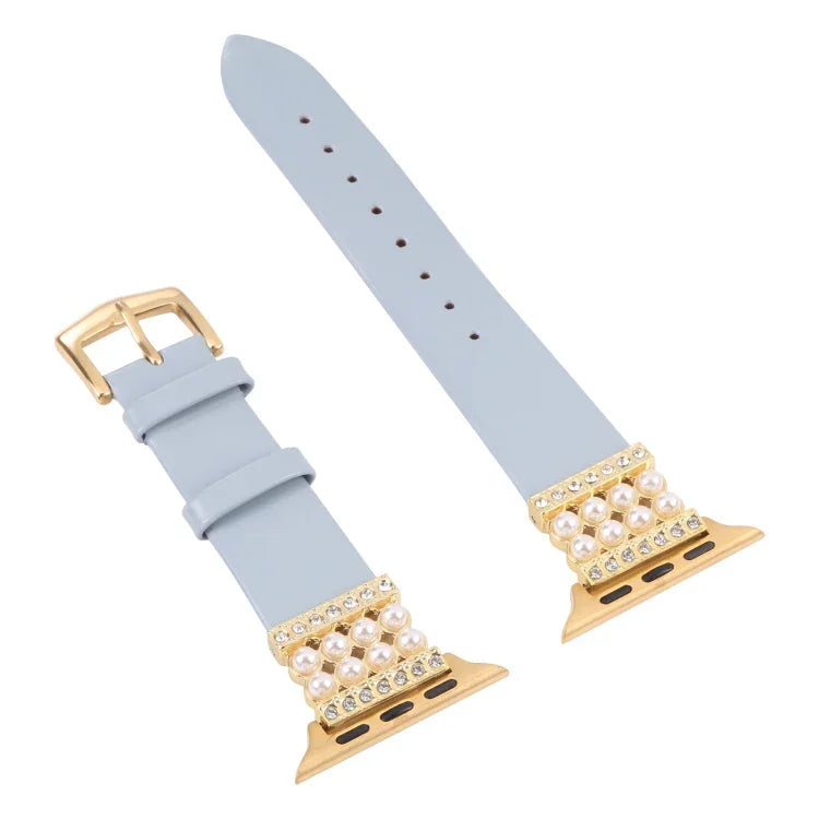 Dây đồng hồ da kim cương ngọc trai cho Apple Watch Series, 7 41mm / 6&SE&5&4 40mm / 3&2&1 38mm, 7 45mm / 6&SE&5&4 44mm / 3&2&1 42mm