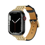 Dây đồng hồ da kim cương ngọc trai cho Apple Watch Series, 7 41mm / 6&SE&5&4 40mm / 3&2&1 38mm, 7 45mm / 6&SE&5&4 44mm / 3&2&1 42mm