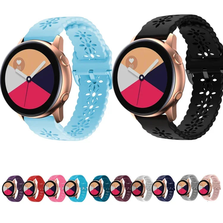 Dây đồng hồ silicone rỗng hình hoa mận, Dành cho Samsung Galaxy Watch4 20mm, Dành cho Huawei Watch GT 3 Pro 22mm