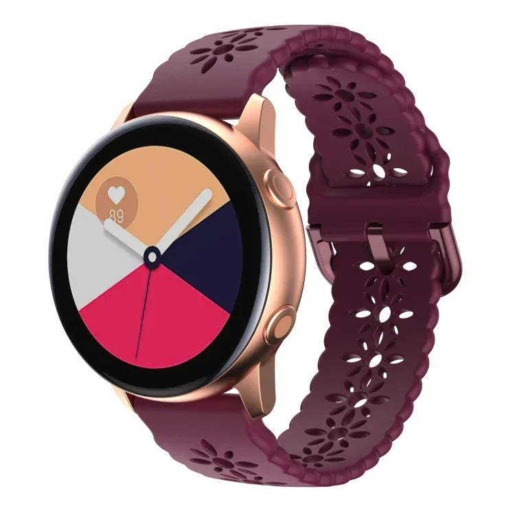 Dây đồng hồ silicone rỗng hình hoa mận, Dành cho Samsung Galaxy Watch4 20mm, Dành cho Huawei Watch GT 3 Pro 22mm
