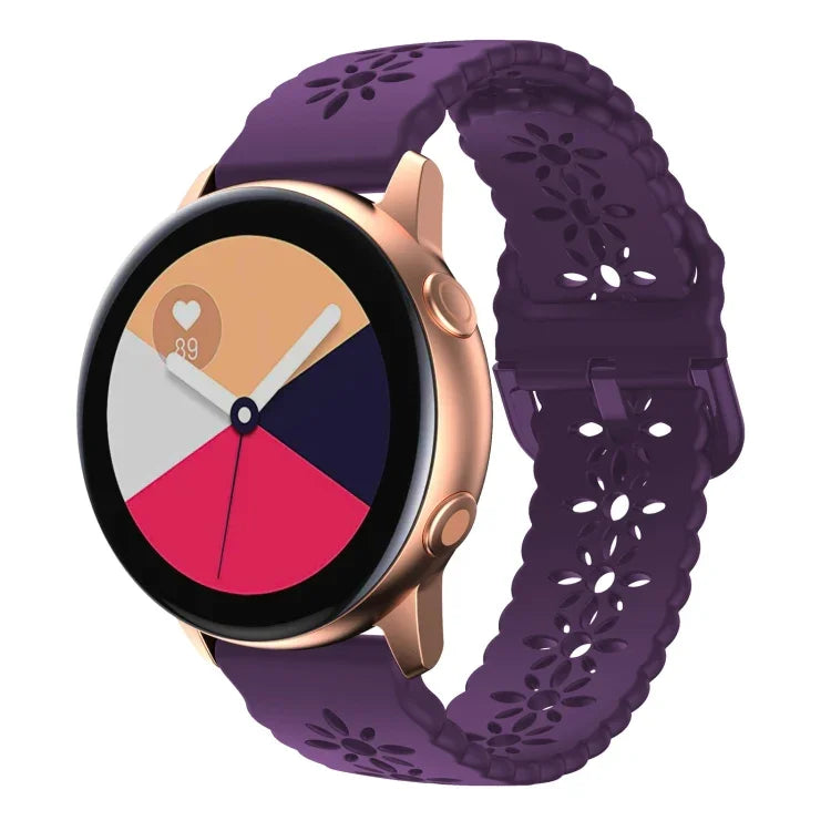 Dây đồng hồ silicone rỗng hình hoa mận, Dành cho Samsung Galaxy Watch4 20mm, Dành cho Huawei Watch GT 3 Pro 22mm