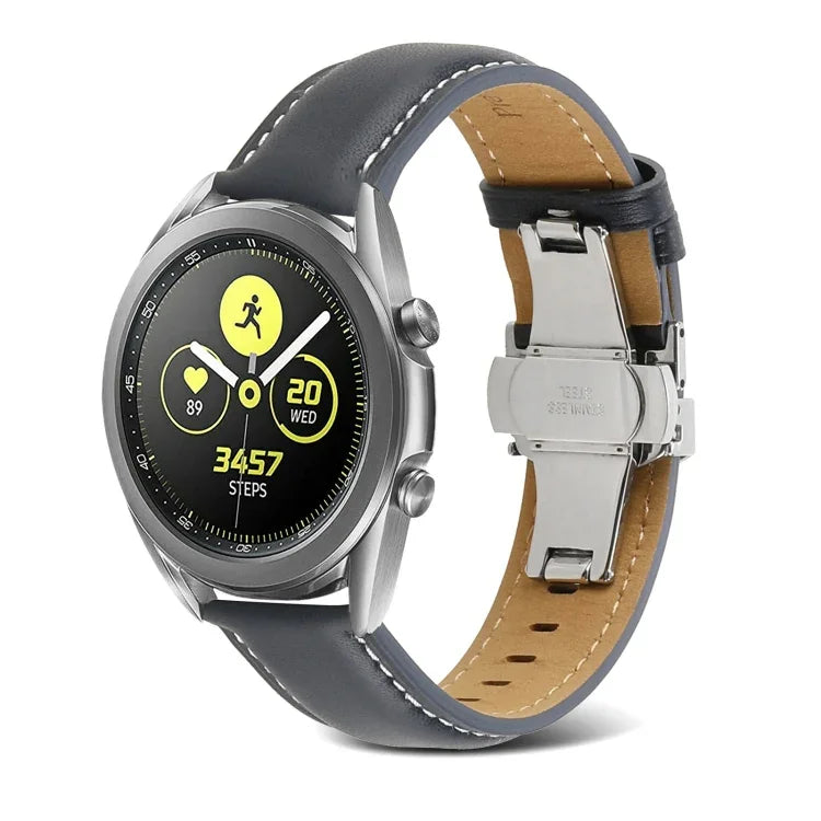 Dây đồng hồ da thật khâu khóa bướm, Dành cho Samsung Galaxy Watch4 20mm, Dành cho Huawei Watch GT 3 Pro 22mm