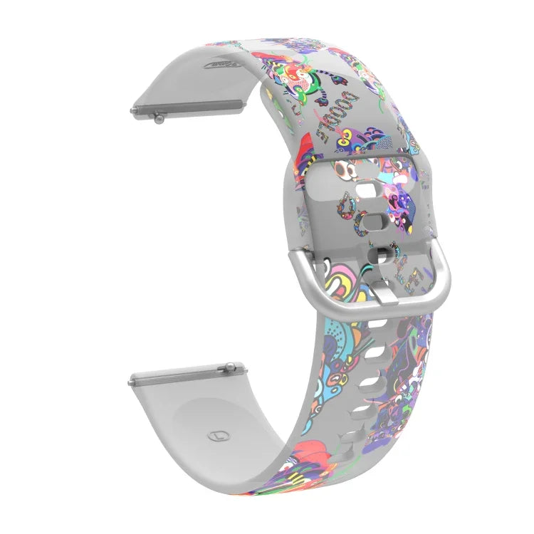 Dây đồng hồ silicone TPU trong suốt in họa tiết, Dành cho Samsung Galaxy Watch4 20mm, Dành cho Huawei Watch GT 3 Pro 22mm
