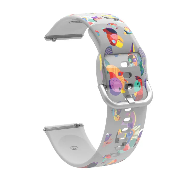 Dây đồng hồ silicone TPU trong suốt in họa tiết, Dành cho Samsung Galaxy Watch4 20mm, Dành cho Huawei Watch GT 3 Pro 22mm