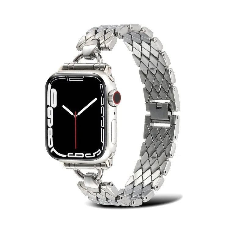 Dây đồng hồ kim loại hình thoi dạng D cho Apple Watch Series, 7 45mm / 6&SE&5&4 44mm / 3&2&1 42mm, 7 41mm / 6&SE&5&4 40mm / 3&2&1 38mm