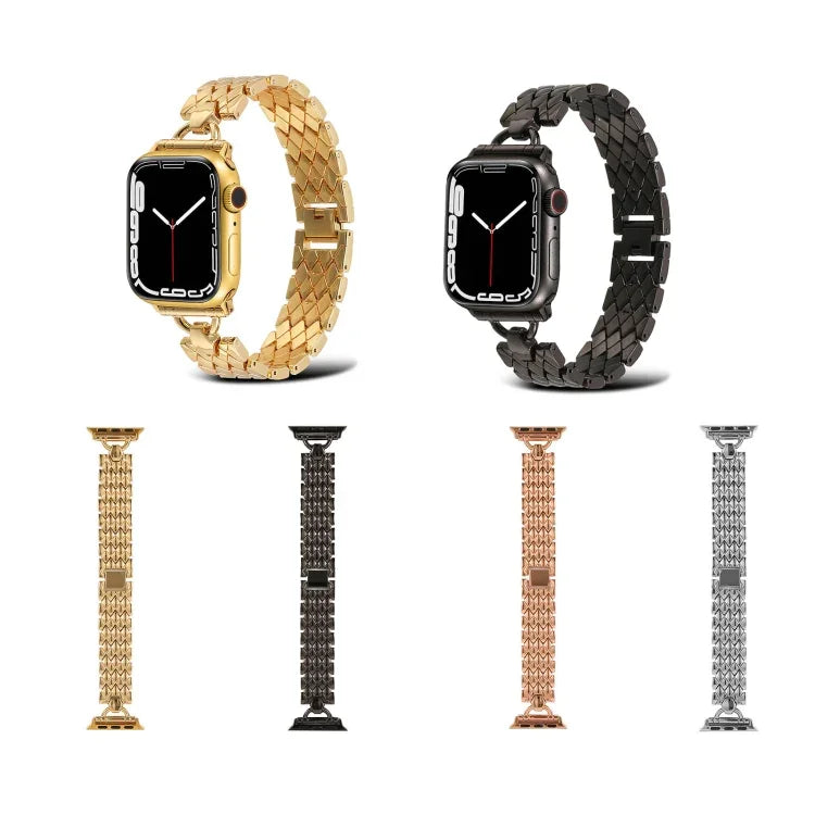 Dây đồng hồ kim loại hình thoi dạng D cho Apple Watch Series, 7 45mm / 6&SE&5&4 44mm / 3&2&1 42mm, 7 41mm / 6&SE&5&4 40mm / 3&2&1 38mm