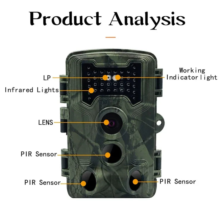 PR1000 Camera săn bắn theo dõi động vật hoang dã có màn hình LCD 2 inch, hồng ngoại nhìn ban đêm, cảm biến chuyển động, PR1000
