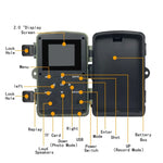 PR1000 Camera săn bắn theo dõi động vật hoang dã có màn hình LCD 2 inch, hồng ngoại nhìn ban đêm, cảm biến chuyển động, PR1000