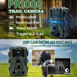 PR1000 Camera săn bắn theo dõi động vật hoang dã có màn hình LCD 2 inch, hồng ngoại nhìn ban đêm, cảm biến chuyển động, PR1000