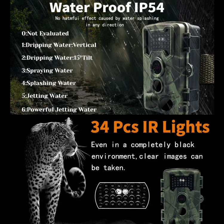 PR1000 Camera săn bắn theo dõi động vật hoang dã có màn hình LCD 2 inch, hồng ngoại nhìn ban đêm, cảm biến chuyển động, PR1000
