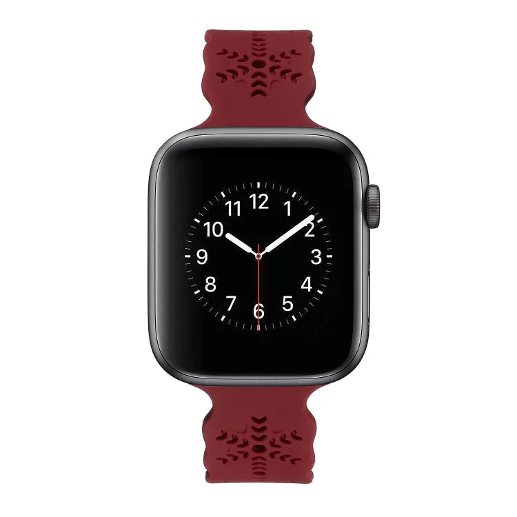 Dây đồng hồ silicone họa tiết bông tuyết cho Apple Watch Series, 7 41mm / 6&SE&5&4 40mm / 3&2&1 38mm, 7 45mm / 6&SE&5&4 44mm / 3&2&1 42mm