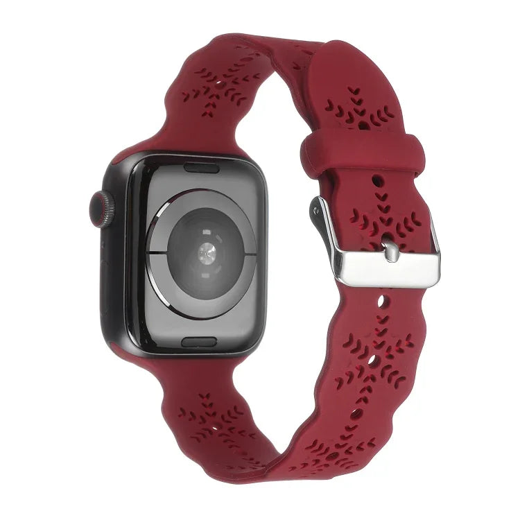 Dây đồng hồ silicone họa tiết bông tuyết cho Apple Watch Series, 7 41mm / 6&SE&5&4 40mm / 3&2&1 38mm, 7 45mm / 6&SE&5&4 44mm / 3&2&1 42mm