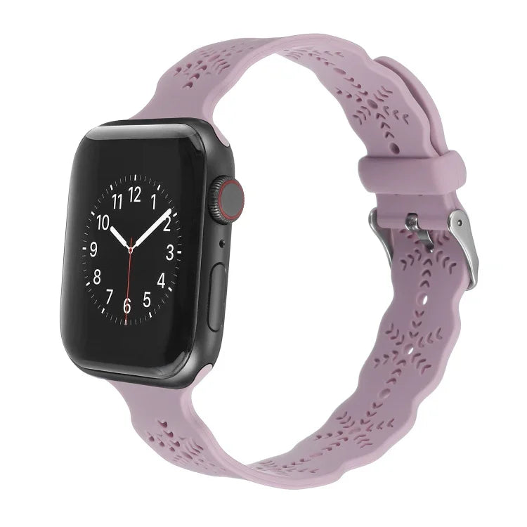 Dây đồng hồ silicone họa tiết bông tuyết cho Apple Watch Series, 7 41mm / 6&SE&5&4 40mm / 3&2&1 38mm, 7 45mm / 6&SE&5&4 44mm / 3&2&1 42mm