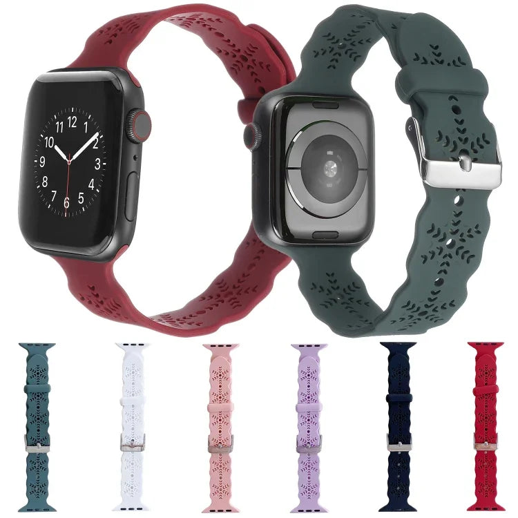 Dây đồng hồ silicone họa tiết bông tuyết cho Apple Watch Series, 7 41mm / 6&SE&5&4 40mm / 3&2&1 38mm, 7 45mm / 6&SE&5&4 44mm / 3&2&1 42mm