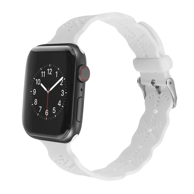 Dây đồng hồ silicone họa tiết bông tuyết cho Apple Watch Series, 7 41mm / 6&SE&5&4 40mm / 3&2&1 38mm, 7 45mm / 6&SE&5&4 44mm / 3&2&1 42mm