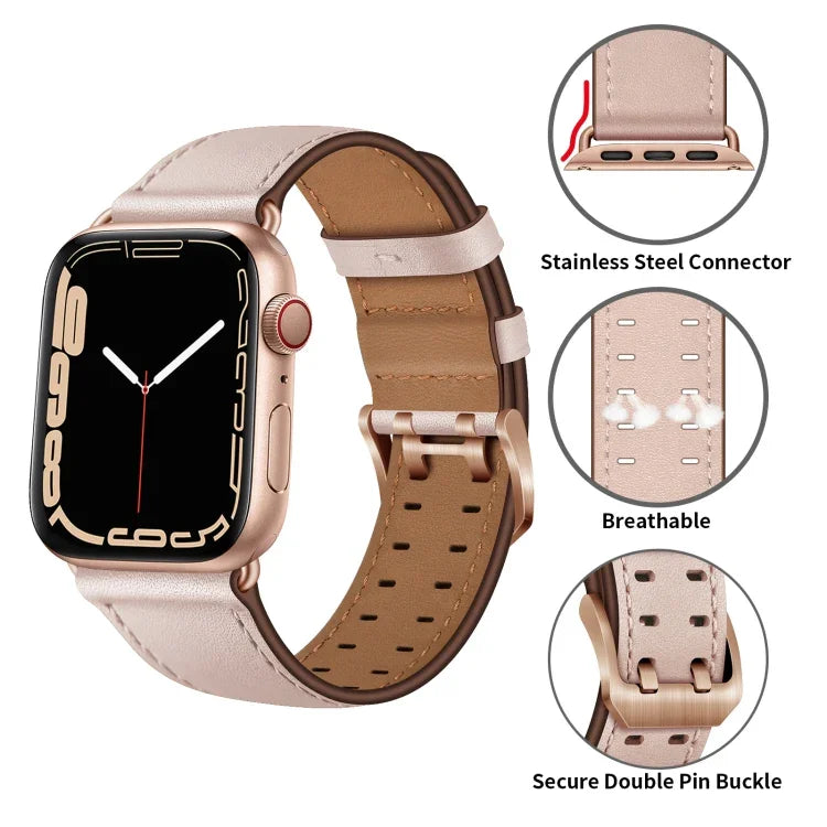 Dây đồng hồ da khóa đôi cho Apple Watch Series, 7 41mm / 6&SE&5&4 40mm / 3&2&1 38mm, 7 45mm / 6&SE&5&4 44mm / 3&2&1 42mm