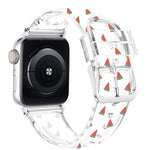 Dây đồng hồ trong suốt khóa vuông cho Apple Watch Series, 7 41mm / 6&SE&5&4 40mm / 3&2&1 38mm, 7 45mm / 6&SE&5&4 44mm / 3&2&1 42mm