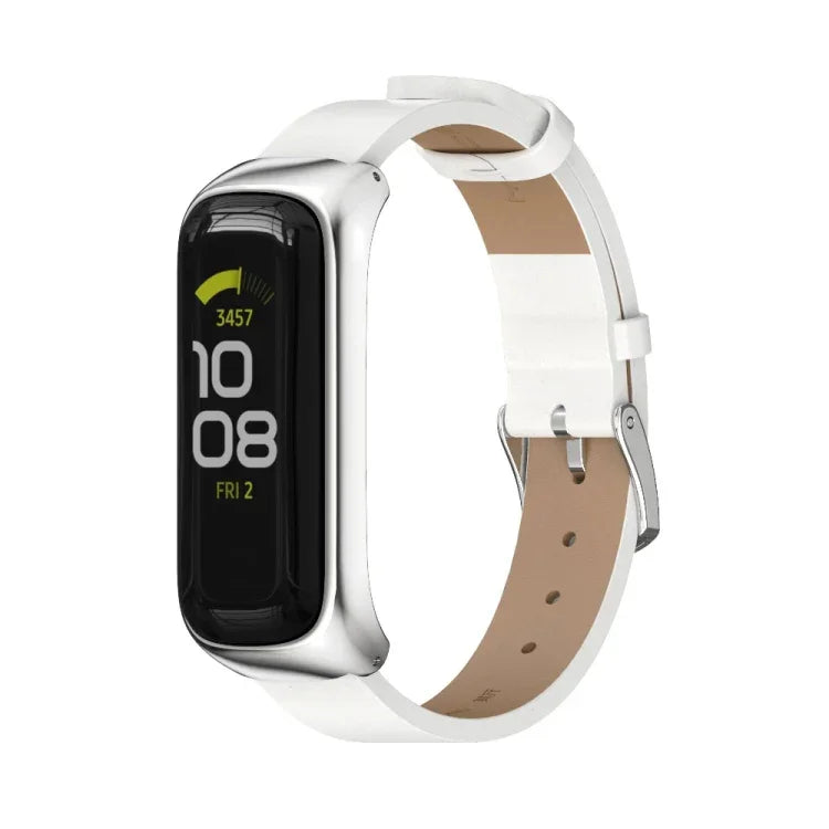 Dây đồng hồ da microfiber vỏ kim loại MIJOBS, Dành cho Samsung Galaxy Fit 2