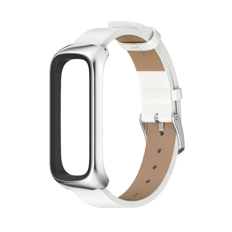 Dây đồng hồ da microfiber vỏ kim loại MIJOBS, Dành cho Samsung Galaxy Fit 2