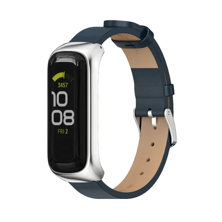 Dây đồng hồ da microfiber vỏ kim loại MIJOBS, Dành cho Samsung Galaxy Fit 2