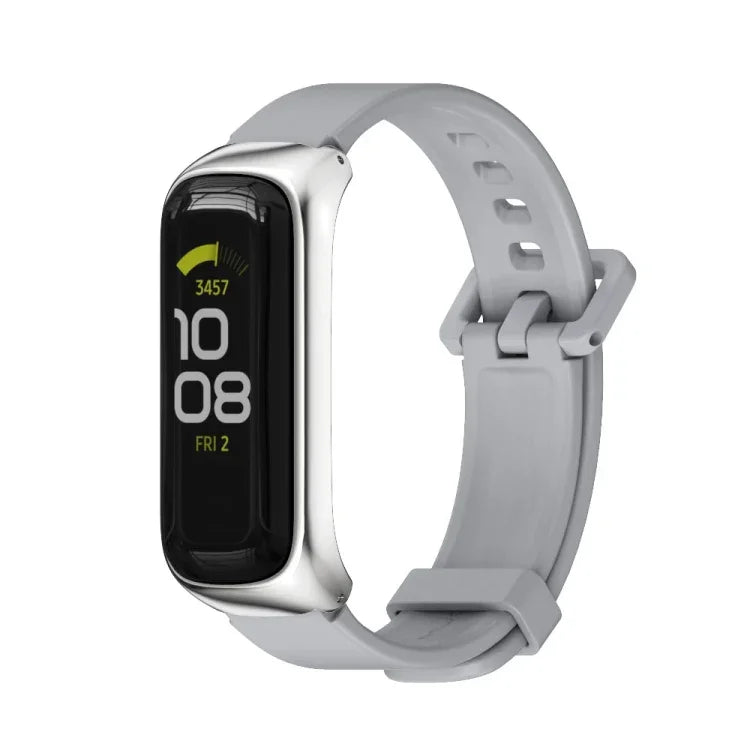 Dây đồng hồ silicone vỏ kim loại MIJOBS, Dành cho Samsung Galaxy Fit 2