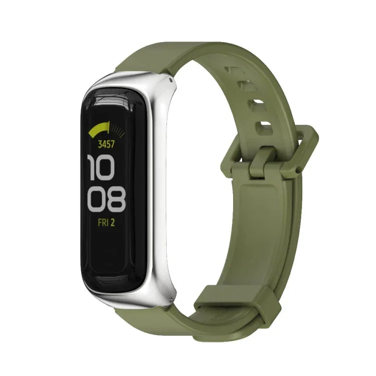 Dây đồng hồ silicone vỏ kim loại MIJOBS, Dành cho Samsung Galaxy Fit 2