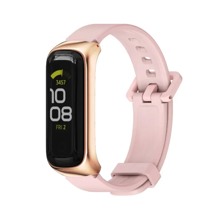 Dây đồng hồ silicone vỏ kim loại MIJOBS, Dành cho Samsung Galaxy Fit 2