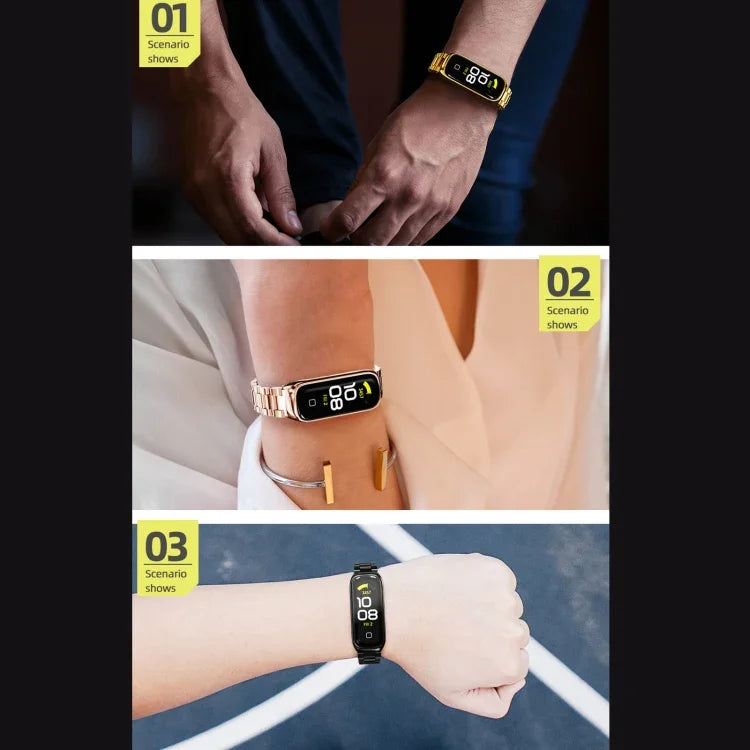 Dây đồng hồ thép không gỉ ba hạt MIJOBS, Dành cho Samsung Galaxy Fit 2