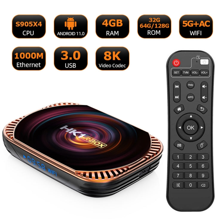 Hộp TV MECOOL HK1RBOX X4 4K, Android 11 CPU Amlogic S905X4 với điều khiển từ xa, 4GB+32GB, 4GB+64GB, 4GB+128GB