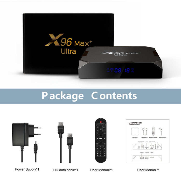 Hộp TV thông minh H96 Max+ Ultra 4GB+32GB Amlogic S905X4 8K Android 11.0, 4GB+32GB, phích cắm UK, 4GB+32GB, phích cắm US, 4GB+32GB, phích cắm EU, 4GB+32GB, phích cắm AU
