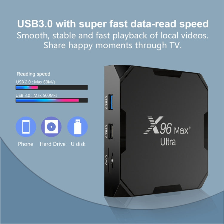 Hộp TV thông minh H96 Max+ Ultra 4GB+32GB Amlogic S905X4 8K Android 11.0, 4GB+32GB, phích cắm UK, 4GB+32GB, phích cắm US, 4GB+32GB, phích cắm EU, 4GB+32GB, phích cắm AU