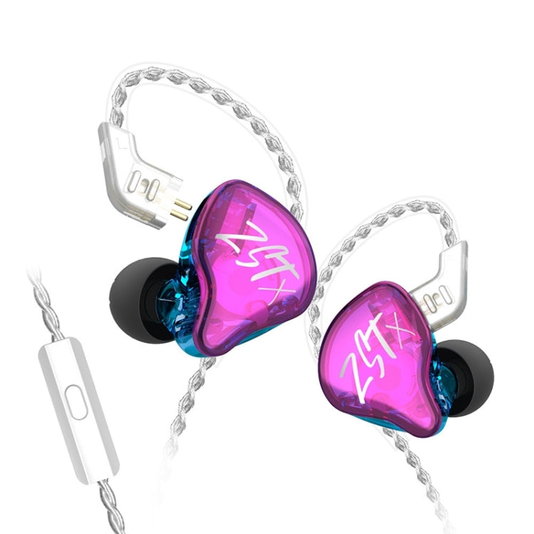 Tai nghe in-ear chống ồn driver hybrid vòng sắt KZ-ZST X, có micro, không có micro