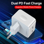 Sạc đôi PD 50W USB-C / Type-C, phích cắm PD 50W EU, phích cắm PD 50W US