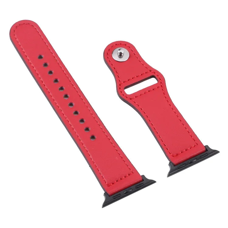 Dây đồng hồ da PU khóa đen cho Apple Watch Series, 7 45mm / 6&SE&5&4 44mm / 3&2&1 42mm, 7 41mm / 6&SE&5&4 40mm / 3&2&1 38mm