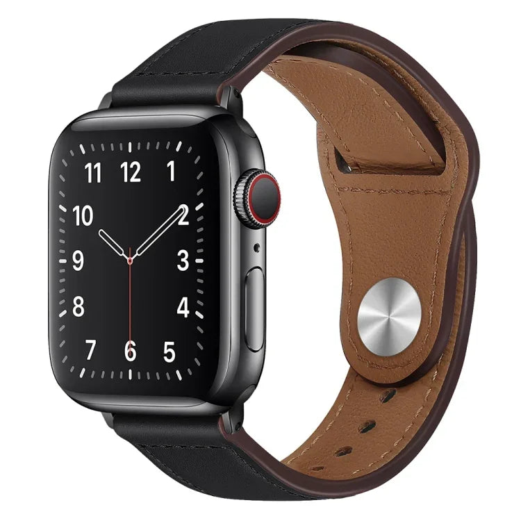 Dây đồng hồ da PU khóa đen cho Apple Watch Series, 7 45mm / 6&SE&5&4 44mm / 3&2&1 42mm, 7 41mm / 6&SE&5&4 40mm / 3&2&1 38mm