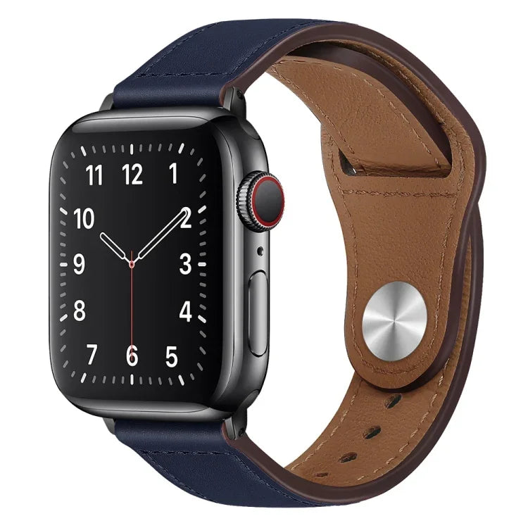 Dây đồng hồ da PU khóa đen cho Apple Watch Series, 7 45mm / 6&SE&5&4 44mm / 3&2&1 42mm, 7 41mm / 6&SE&5&4 40mm / 3&2&1 38mm