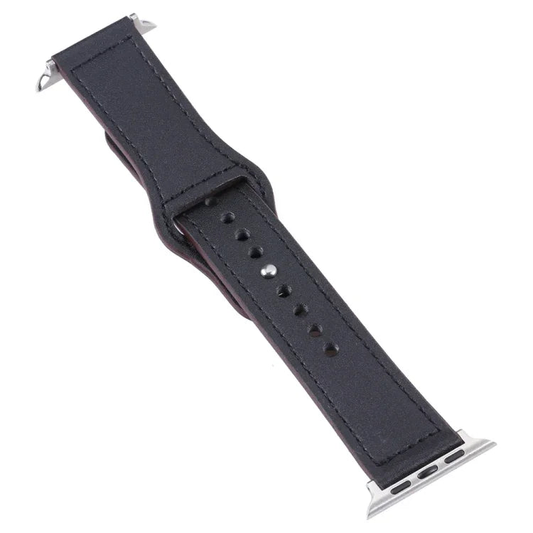 Dây đồng hồ da PU khóa bạc cho Apple Watch Series, 7 45mm / 6&SE&5&4 44mm / 3&2&1 42mm, 7 41mm / 6&SE&5&4 40mm / 3&2&1 38mm