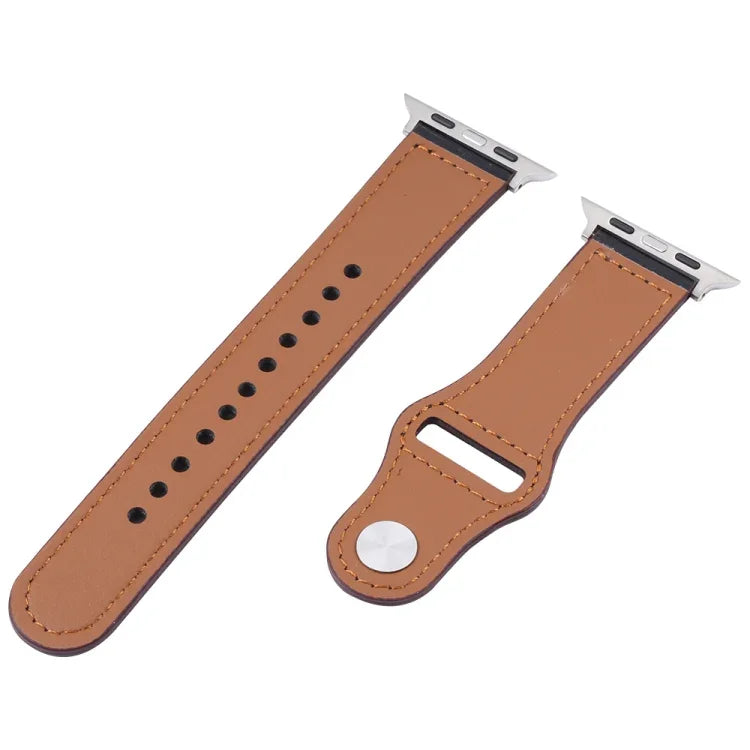 Dây đồng hồ da PU khóa bạc cho Apple Watch Series, 7 45mm / 6&SE&5&4 44mm / 3&2&1 42mm, 7 41mm / 6&SE&5&4 40mm / 3&2&1 38mm