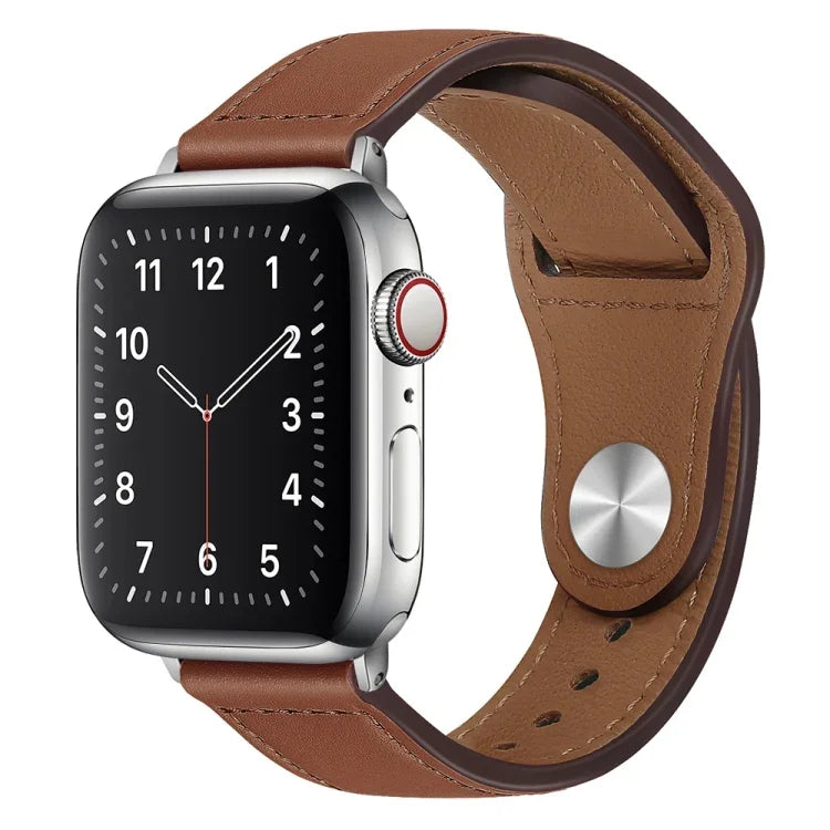 Dây đồng hồ da PU khóa bạc cho Apple Watch Series, 7 45mm / 6&SE&5&4 44mm / 3&2&1 42mm, 7 41mm / 6&SE&5&4 40mm / 3&2&1 38mm