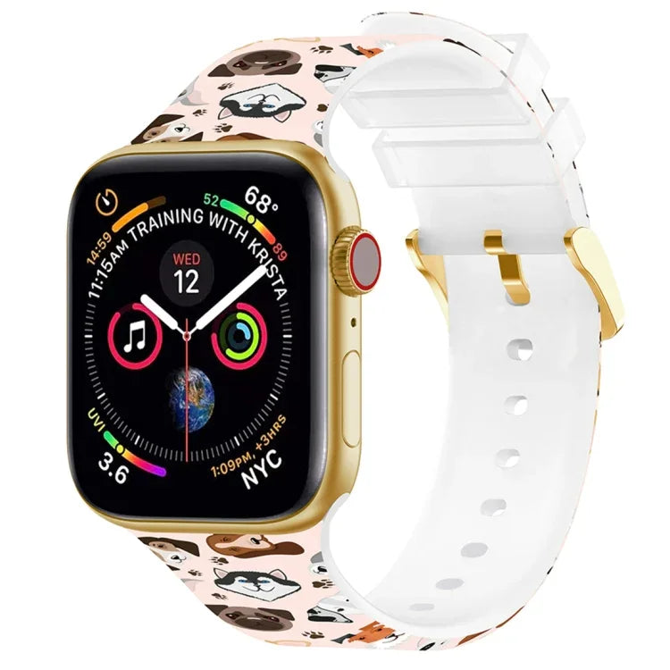 Dây đồng hồ in màu khóa vuông cho Apple Watch Series, 7 45mm / 6&SE&5&4 44mm / 3&2&1 42mm, 7 41mm / 6&SE&5&4 40mm / 3&2&1 38mm