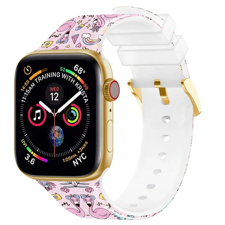 Dây đồng hồ in màu khóa vuông cho Apple Watch Series, 7 45mm / 6&SE&5&4 44mm / 3&2&1 42mm, 7 41mm / 6&SE&5&4 40mm / 3&2&1 38mm