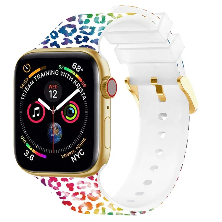 Dây đồng hồ in màu khóa vuông cho Apple Watch Series, 7 45mm / 6&SE&5&4 44mm / 3&2&1 42mm, 7 41mm / 6&SE&5&4 40mm / 3&2&1 38mm