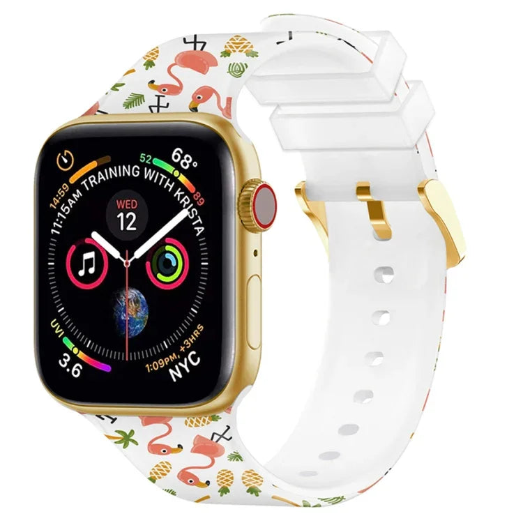 Dây đồng hồ in màu khóa vuông cho Apple Watch Series, 7 45mm / 6&SE&5&4 44mm / 3&2&1 42mm, 7 41mm / 6&SE&5&4 40mm / 3&2&1 38mm