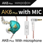 Tai nghe có dây âm thanh bass HiFi QKZ AK6 PLUS, cáp âm thanh tháo rời, bass mạnh, có mic, không mic