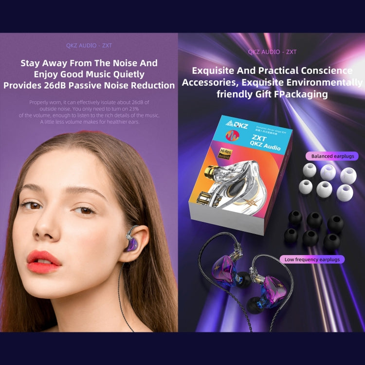 Tai nghe in-ear thể thao có dây điều khiển cắm QKZ ZXT stereo HIFI stage monitor, phiên bản tiêu chuẩn, có mic