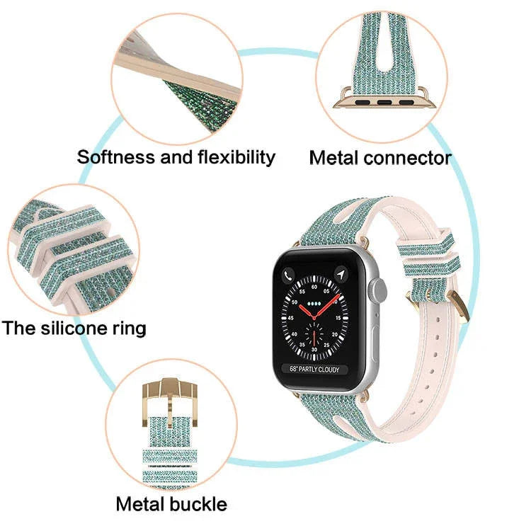 Dây đồng hồ mảnh lấp lánh cho Apple Watch Series, 7 45mm / 6&SE&5&4 44mm / 3&2&1 42mm, 7 41mm / 6&SE&5&4 40mm / 3&2&1 38mm