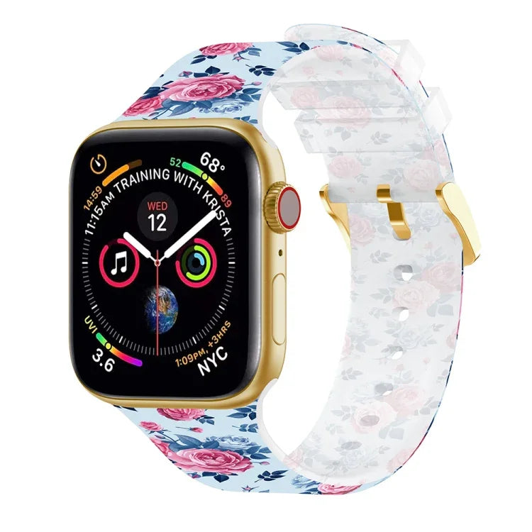 Dây đồng hồ trong suốt khóa vuông cho Apple Watch Series, 7 45mm / 6&SE&5&4 44mm / 3&2&1 42mm, 7 41mm / 6&SE&5&4 40mm / 3&2&1 38mm