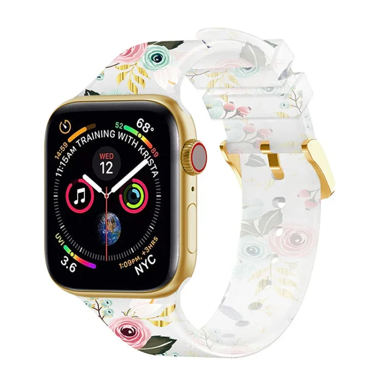 Dây đồng hồ trong suốt khóa vuông cho Apple Watch Series, 7 45mm / 6&SE&5&4 44mm / 3&2&1 42mm, 7 41mm / 6&SE&5&4 40mm / 3&2&1 38mm